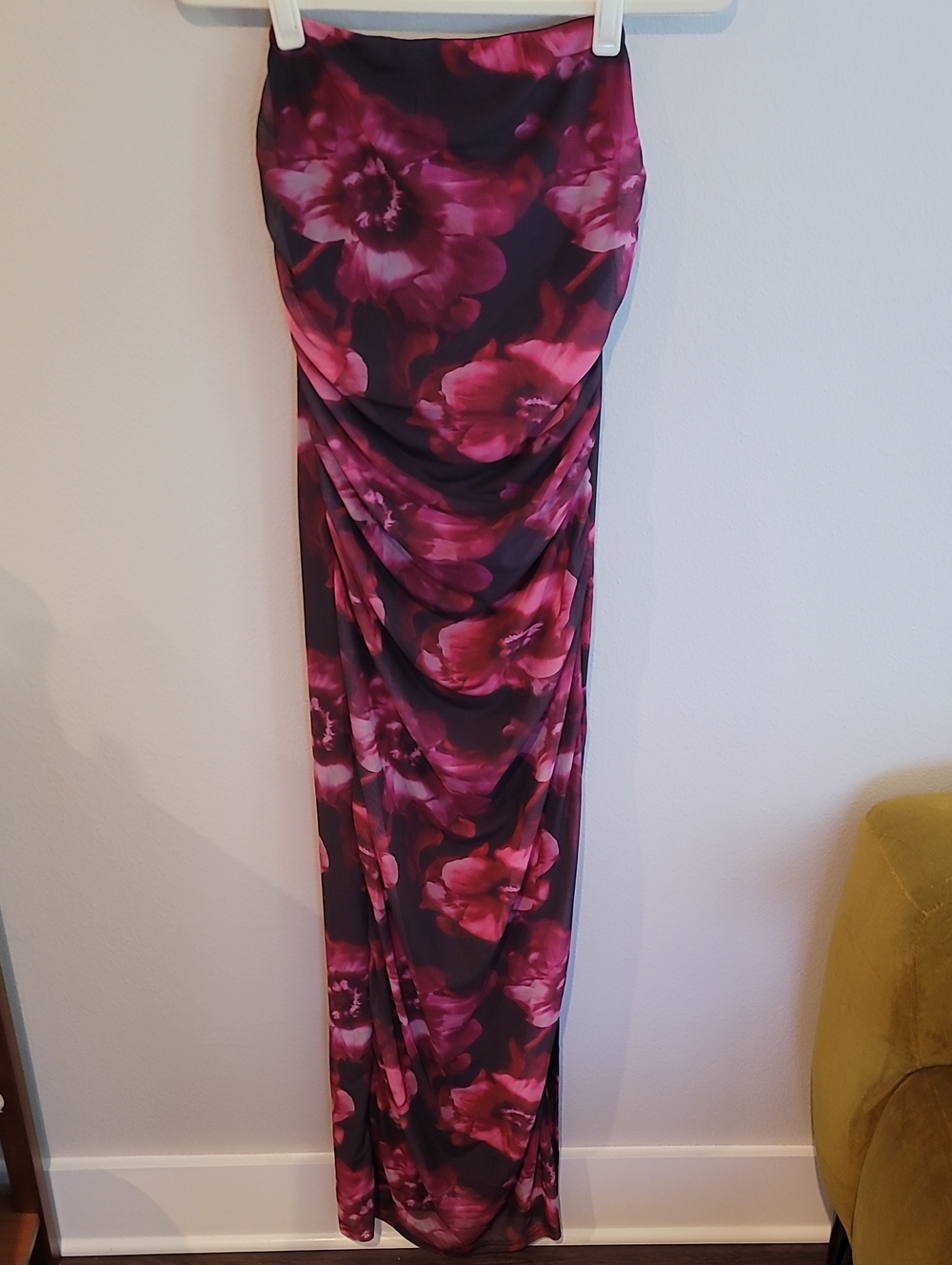 Cupshe Black and Magenta Floral Draped Maxi Dress